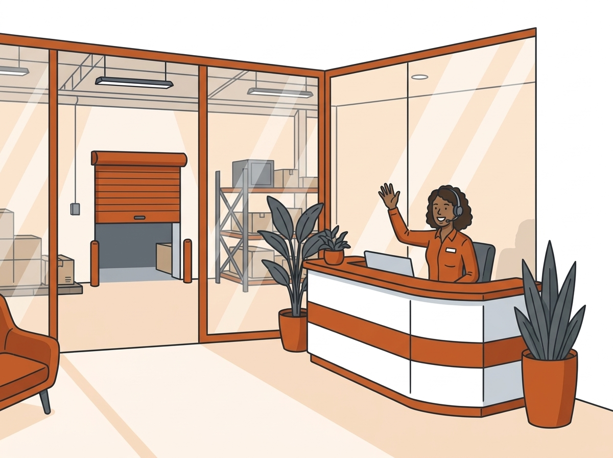 Friendly Industrial Suites team member waving, ready to help